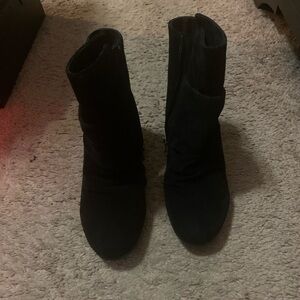 Blowfish Black Suede Mid-Calf Ankle Boots with Side Zip